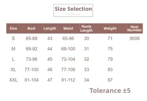 Detailed size chart for lace lingerie set including bust, waist, and length measurements