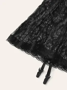 Lingerie sexy en dentelle noire avec licou évidé et bretelles réglables pour femme