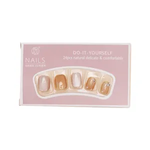 Cat-Eye-Klebenägel Set mit Strasssteinen in pink-violetter Displaybox