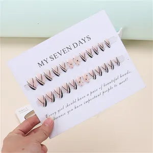 24er-Set rosa-schwarze Trapez-Nagelsticker mit Sternenmuster auf Display-Karte