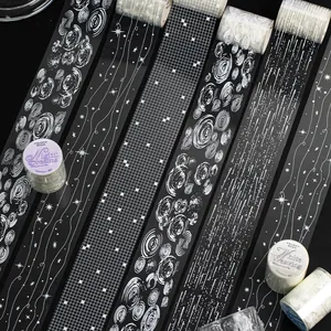 Dreamy Edge series PET decorative tape with white minimalist textures on black background