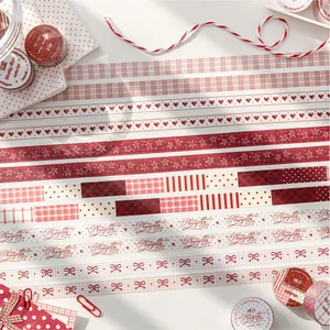 Set di nastri washi glitterati bianchi e rossi con motivi a cuori per decorazioni fai-da-te