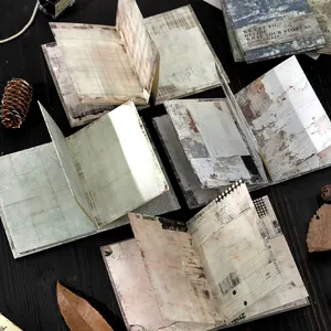 Vintage style junk journal paper set with retro patterns for scrapbooking and DIY crafts