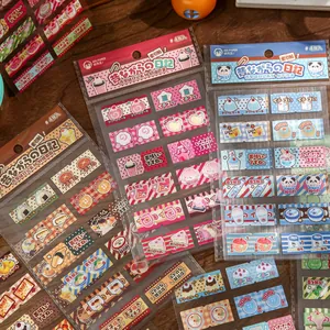 Adesivi per Indici in Carta Patinata Vintage Giapponese Etichette Fustellate a Tema Cibo Retro per Scrapbooking Fai-da-te Scuola Ufficio