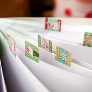 Adesivi per indici giapponesi con graziose illustrazioni di cibo sul taccuino