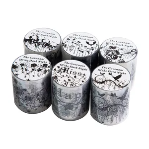 Lot de rubans adhésifs PET gothiques noir et blanc pour décoration de journaux DIY