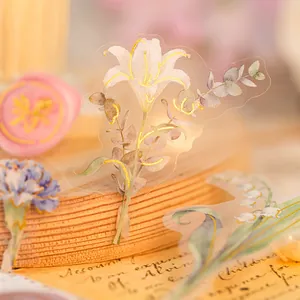 Autocollants floraux en PET avec dorure pour DIY et décoration de journaux