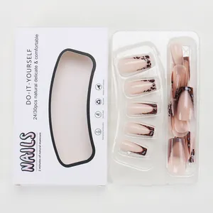 French leopard print press-on nails set with 24 pieces and minimalist white packaging