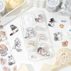 Transparent iPhone case with cute hand-drawn cat patterns and star decorations