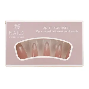 Cat eye press-on nails set featuring nude pink gradient and silver glitter almond tips