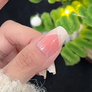 Short french style gradient press-on nails with 30pcs set and luxury glossy finish