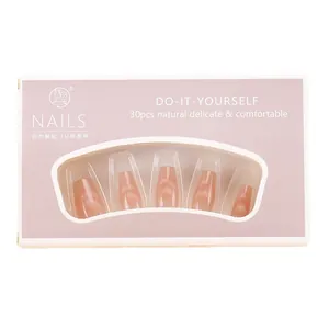 Short ballet blush cat eye press-on nails set with 30pcs natural champagne glitter finish