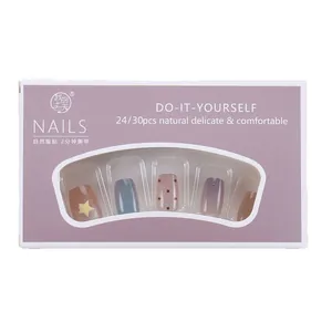 Coffret de faux ongles œil-de-chat avec motifs étoiles et pois pour femmes