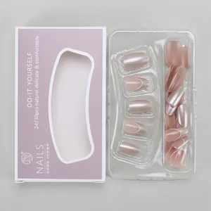 French tip and pearlescent purple press-on nail set with a natural fit DIY finish