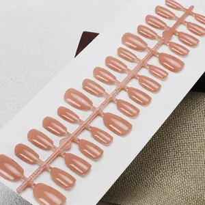 Handmade nude pink french press-on nails set with 30 reusable glossy finish pieces