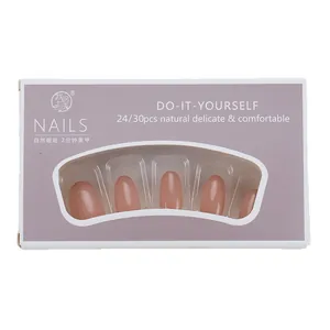 Press-on nails in nude pink oval shape, 24/30pcs set with a natural delicate finish