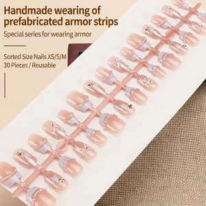 Handmade cat eye press-on nails set with butterfly design and silver glitter details
