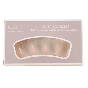 Natural nude gradient press-on nails in almond shape with 24-piece professional set