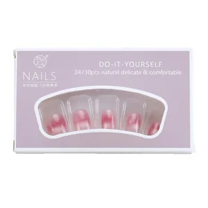 Pink gradient cat-eye press-on nails set with natural fit short almond style