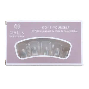 Set di unghie finte fatte a mano sfumate effetto cat-eye con confezione viola elegante