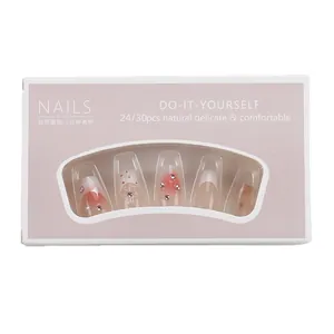 Handgefertigte Cat-Eye-Nägel mit Strasssteinen und französischem Farbverlauf im Set