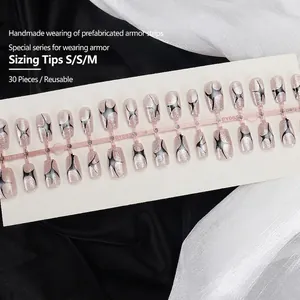 Handmade short coffin punk nails with pink glitter and black star patterns 30pcs