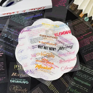 Adesivi trasparenti in PET con citazioni inglesi per scrapbooking e decorazioni fai-da-te
