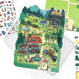 3D scenic scenery stickers featuring detailed park and camping life illustrations