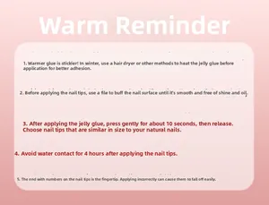 Guide for applying press-on nails with adhesive glue heating and waterproof tips