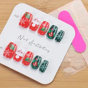 Kit d'ongles de Noël avec Père Noël, flocons, sapins et autocollants de colle