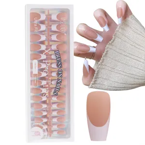 Classic French press-on nail kit with 150 nude and white tips for a quick professional look