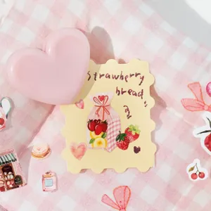 Clip décoratif cœur rose avec ensemble d'autocollants fraises pour papeterie