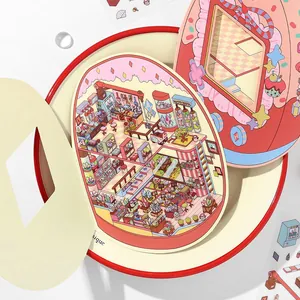 Cartoon PaperMore PET 2.5D stickers featuring cozy shop scenes for creative journaling