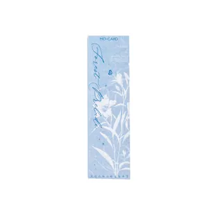 Vintage forest style metal bookmark box in light blue with white floral and butterfly motifs
