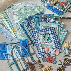 Retro garden themed embossed card material kit for DIY journaling and scrapbooking
