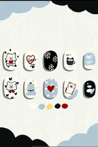 Detail of 10-piece cute cartoon bear and flower resin press-on nails for girls
