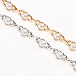 Elegant single-layer pearl waist chain in gold and silver metal for dresses