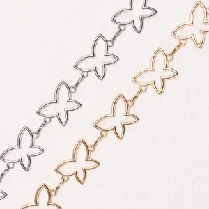 Chic hollow butterfly metal chain belt in silver and gold for women's dresses