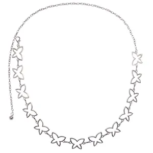 Fashion silver metal waist chain with hollow butterfly charms for women dresses