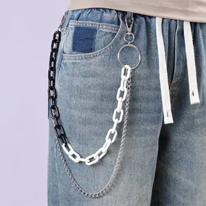 Hip Hop Multi Layer Trousers Chain Acrylic Resin Metal Punk Streetwear Waist Belt Accessory For Men Women Jeans Decoration