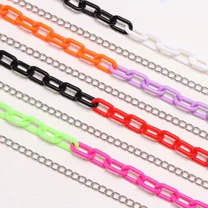 Vibrant acrylic resin hip-hop pant chains with silver metal link accents in multiple colors