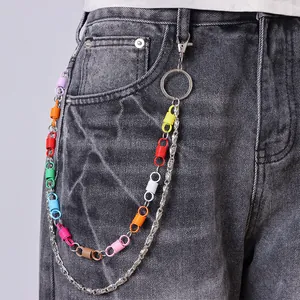 Fashion Colorful Spring Pant Chain Alloy Metal Rainbow Waist Chain For Men Women Hip Hop Streetwear Jewelry Accessories