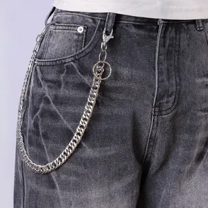 Hip Hop Punk Metall Hosenkette Für Herren Damen Silberne Panzer Taillenkette Jeans Brieftaschenkette Mit Karabinerverschlüssen Zinklegierung