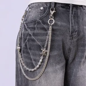 Catena per Pantaloni da Uomo Punk in Lega di Zinco con Teschio Catena da Vita in Metallo Multistrato per Jeans Hip Hop Rock