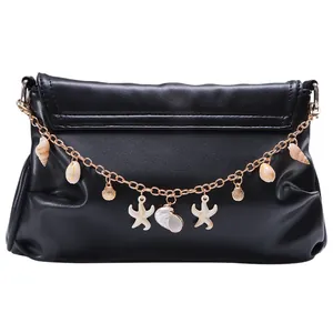 Oceanic Style Alloy Bag Chain With Gold Metal Starfish Shell Conch Charms Decorative Replacement Strap For Handbags Women
