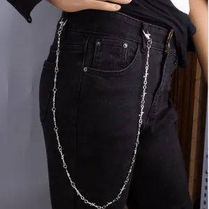 Silver barbed wire wallet chain for jeans with metal lobster clasps for men and women