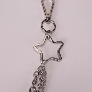 Harajuku street style double layered metal pants chain with cross and star charms