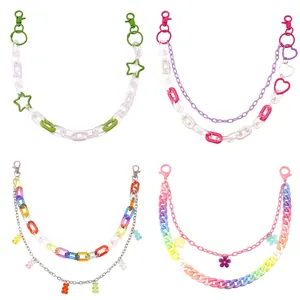 Harajuku Y2K Multi Layer Acrylic Alloy Trousers Chain Hip Hop Streetwear Waist Chain With Gummy Bear Heart Star Flower Accessories For Jeans