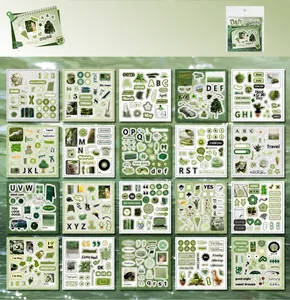 Détail de 20 autocollants en papier couché vert forêt pour journaux et bricolage