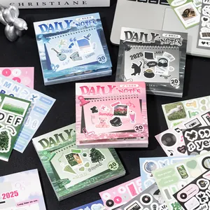 Korean Ins Style Coated Paper Sticker Book Square Multiple Sheets Aesthetic Illustrations For Scrapbooking Journaling DIY Decorative Stationery